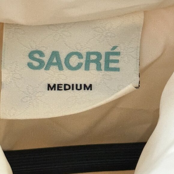 SACRE' Woman's Size Medium Cream Puffer Full Zip Cropped Jacket Outdoors - Picture 4 of 8